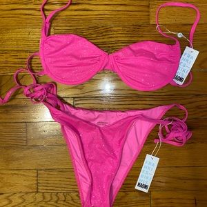 Frankies bikinis glitter bikini set large nwt